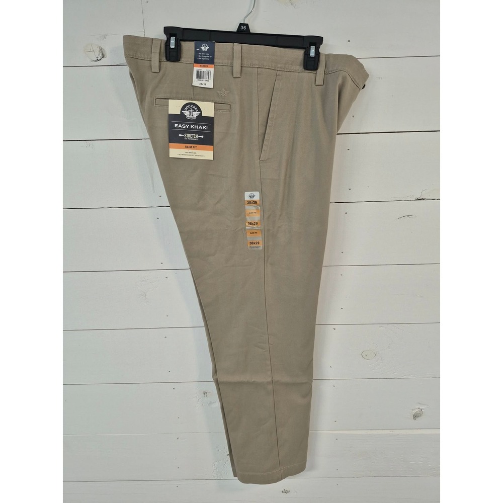 Dockers Easy Khaki Slim Fit Stretch Pants Mens 38x29 Tan No Wrinkle Chinos